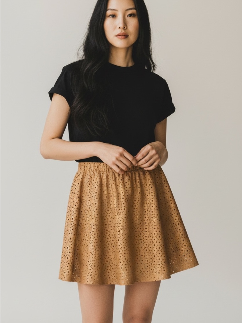 American Rag Eyelet Circle Skirt in Brown